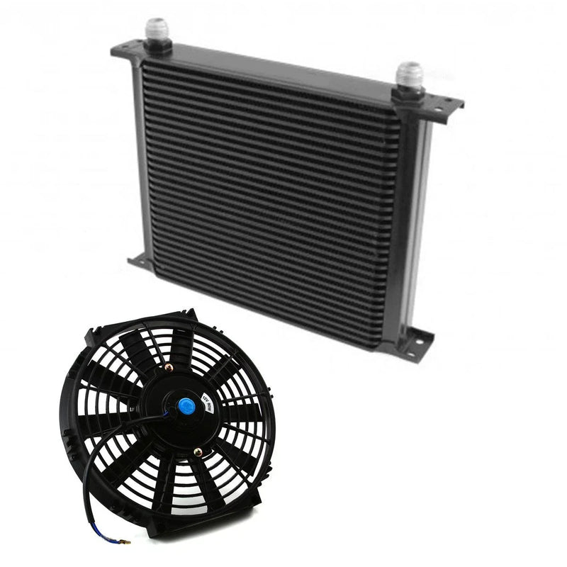 Car 40 Row Transmission Oil Cooler w/ 10AN Fittings & 10" Electric Fan