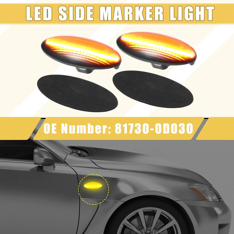 Toyota Yaris Pair Front LED Side Marker Light Black Amber