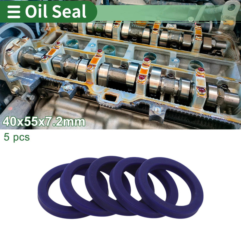 MakeModel Oil Seal TPU 40x55x7.2mm High-Pressure Blue 5 Pcs