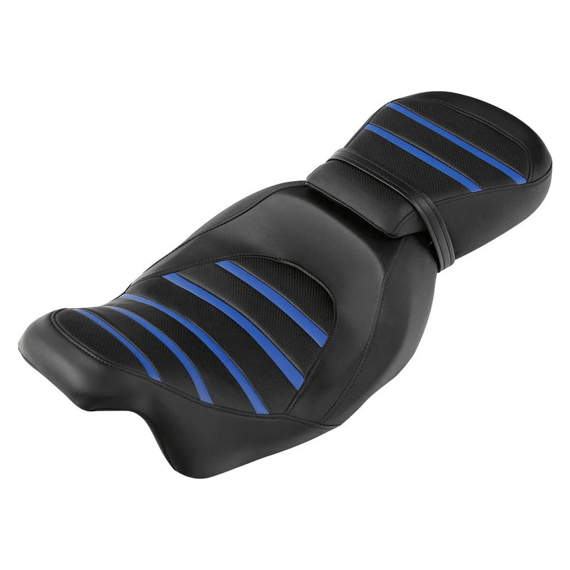 Harley Road Glide King (2009-2023) Black Blue Rider Driver Passenger Seat