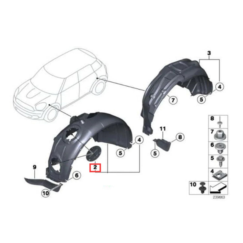 BMW Mini Cooper Clubman Wheel Arch Access Cap Cover (2008-2019)