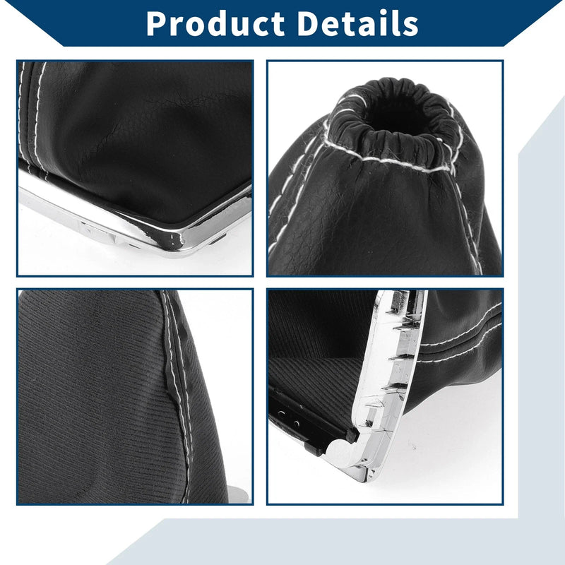 Ford Focus Car Gear Shift Stick Gaiter Black White Leather (2005-2012)