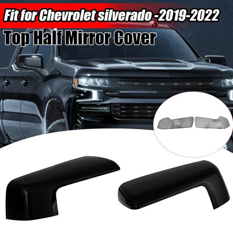Chevy Silverado / GMC Sierra 1500 Glossy Black Top Half Mirror Covers (2019-2024)