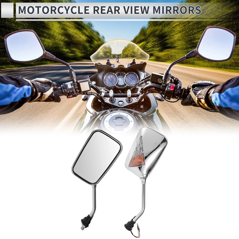 M10 2 x Rear View Mirrors Handlebar Chrome Silver Tone Iron
