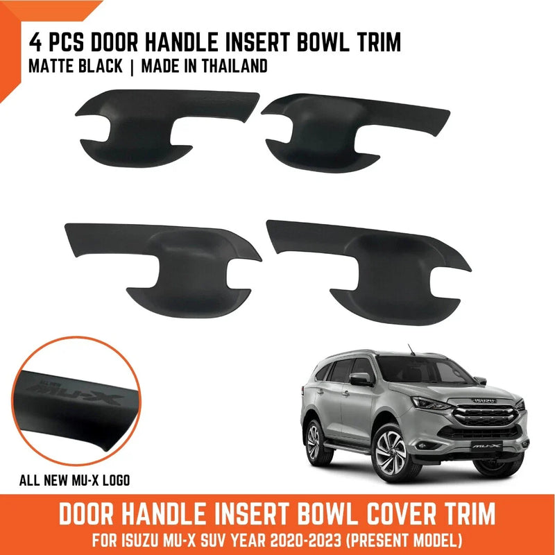 Isuzu MU-X SUV Matte Black Door Handle Bowl Insert Cover Trim (2021-2023)