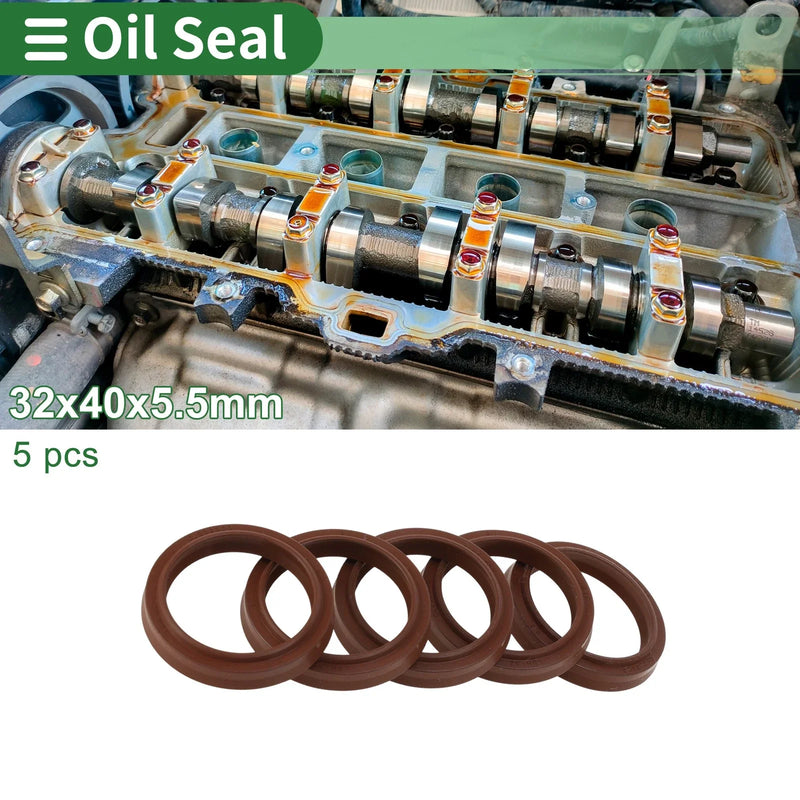 Make Model Oil Seal 32x40x5.5mm FKM Rubber Brown 5 Pcs