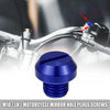Universal M10 Motorcycle 2 x Mirror Hole Plugs Screws Caps Negative Blue