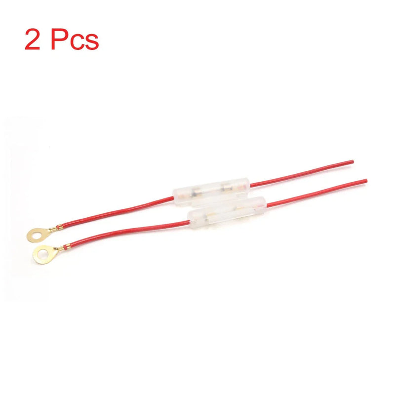 Motorcycle Car 2 x Red Universal Wired Inline Fuse Holder Connector Adapter