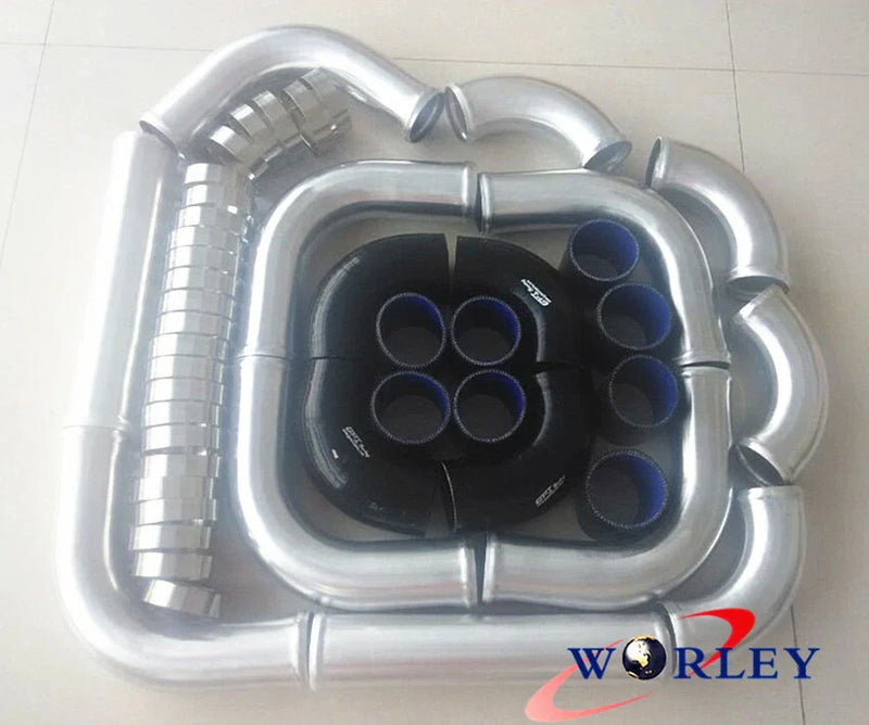 Car Model 600x300x76mm Front Mount Intercooler + 3" Aluminum Piping + Hose