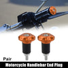 Motorcycle Pair 7/8 22mm Motorcycle Hand Grips End Caps Aluminum Orange