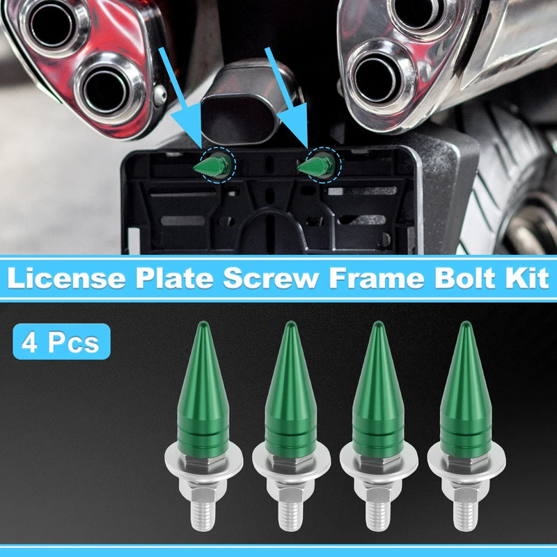 Universal Motorcycle License Plate Screws Cover 5.4 cm Green 4pcs