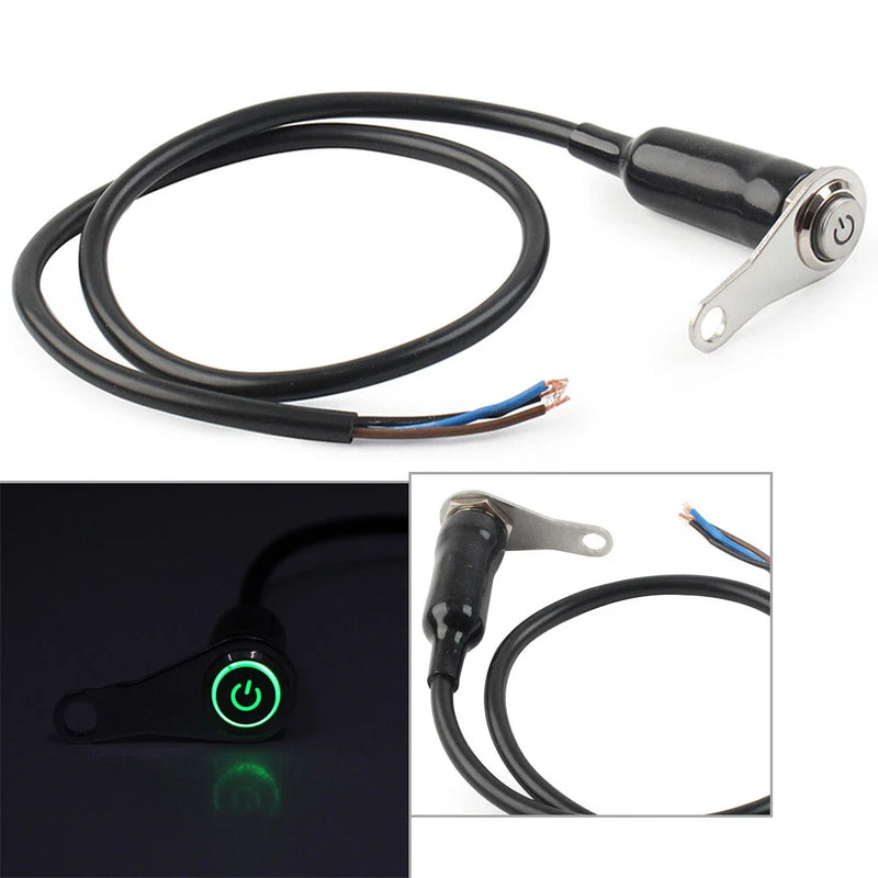 Fog Headlight - Green LED Switch ON/OFF 7/8" Handlebar Mount Push Button