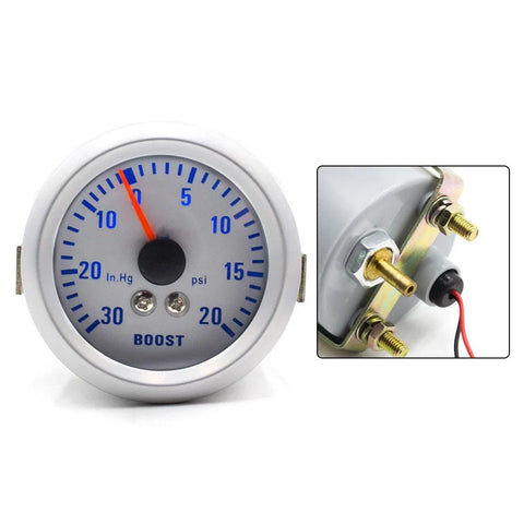 Car 12V 30–20 PSI Blue Light Boost Pressure Gauge 52mm Turbocharger