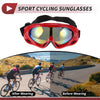 Motorcycle Riding Goggles Yellow Blue Lens Red Frame PC TPU Cycling Sunglasses