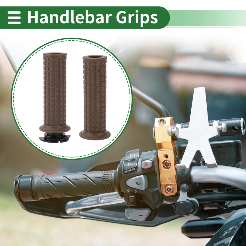 Motorcycle 7/8" 22mm Hand Grips Cover Kit TPU Dark Brown Square