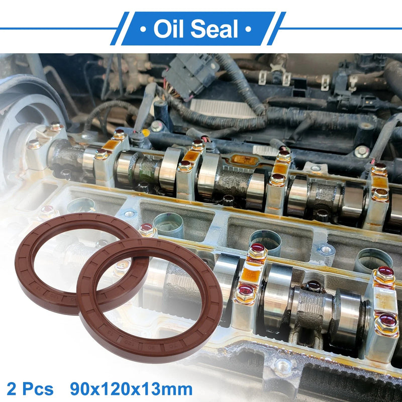 Oil Seal Rotary Shaft Seal FKM Rubber 90x120x13mm Brown 2 x Pcs