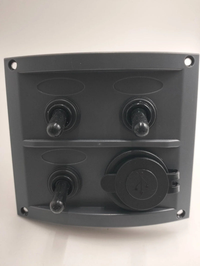 Boat Switch Gray Panel 3 Switch USB 12V with 28 Labels