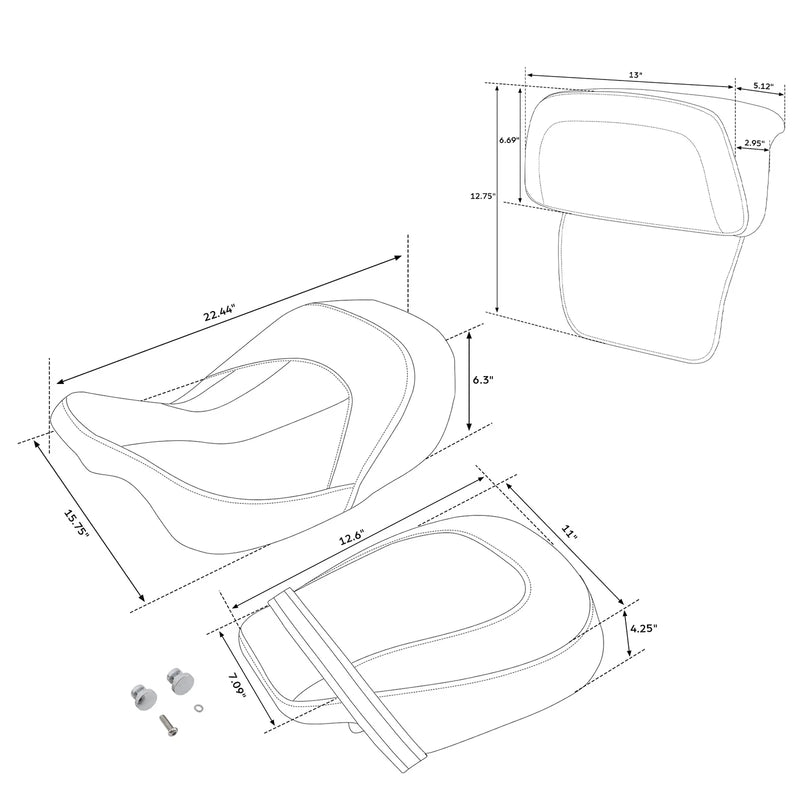 Harley Road King Glide Driver & Passenger Backrest Pad (2009-2023)