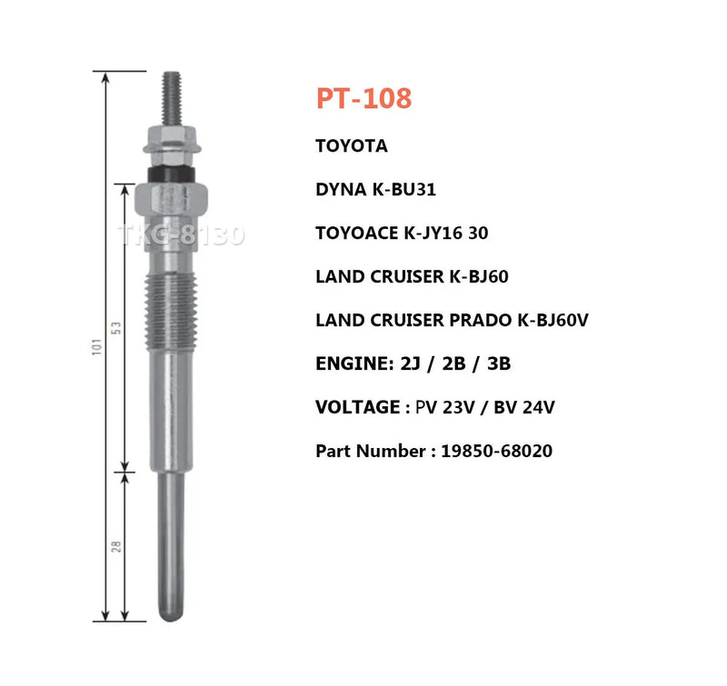Toyota Land Cruiser Prado / Dyna / Toyoace 4 x Glow Plugs (1985-2023)