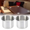 Marine Boats RVs 2pcs Stainless Steel Universal Cup Drink Holder SilverTone