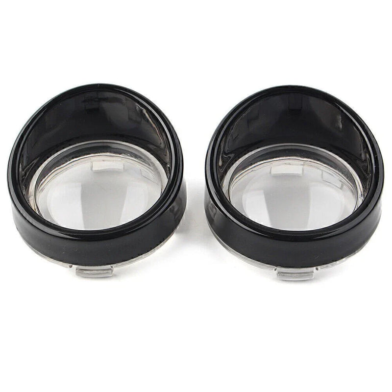 Harley Davidson Softail Clear Turn Signal Light Lens with Black Bezels
