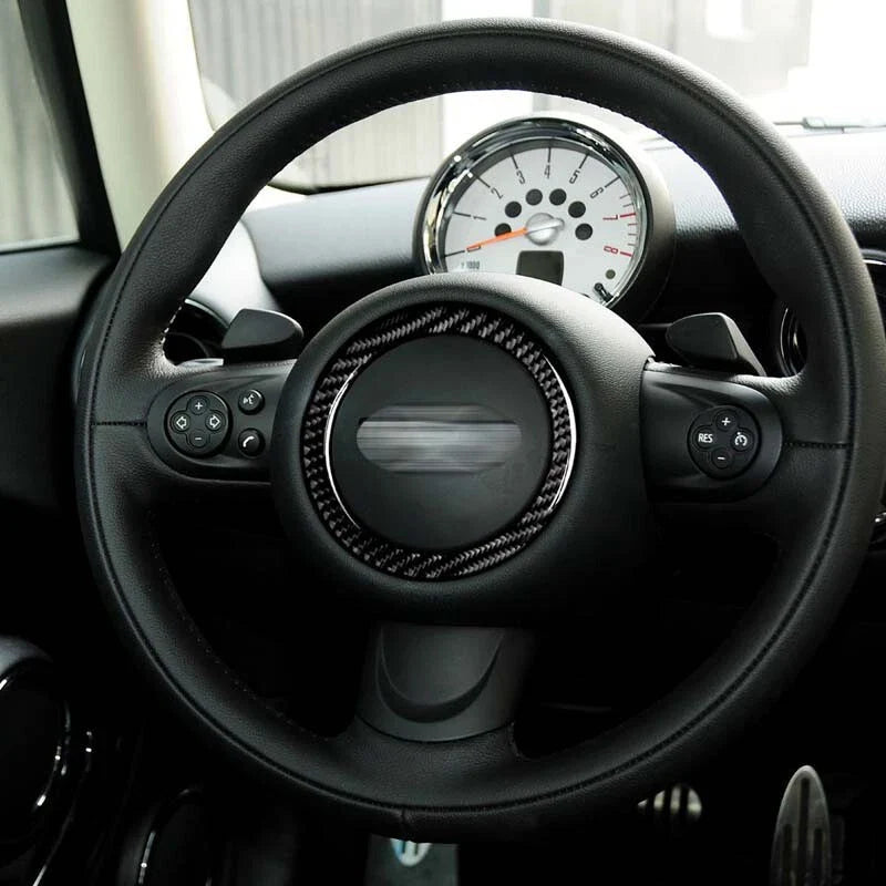 Mini Cooper R55 R56 R57 R60 Car Carbon Fiber Steering Wheel Cover Ring Fit