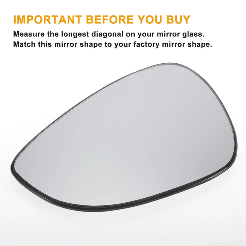 Ford B-Max, Fiesta Left Side White Mirror Glass w/ Back Convex Heated (2012-2019)