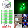 Vehicles 50PCS Green T10 Wedge 5050 5SMD LED Interior Light Bulbs