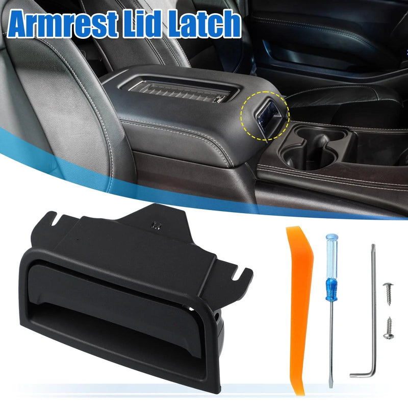 GMC Bright Black Center Console Cover Lock Armrest Lid Catch Plastic