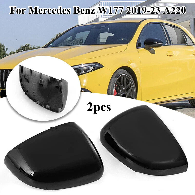Mercedes W177 Wing Mirror Cover Cap Assemblies / Gloss Black / (2019–2023)
