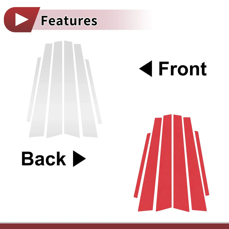 Honda Civic (2001-2005) Silver Tone 6 Pcs Car Door Pillar Window Trim