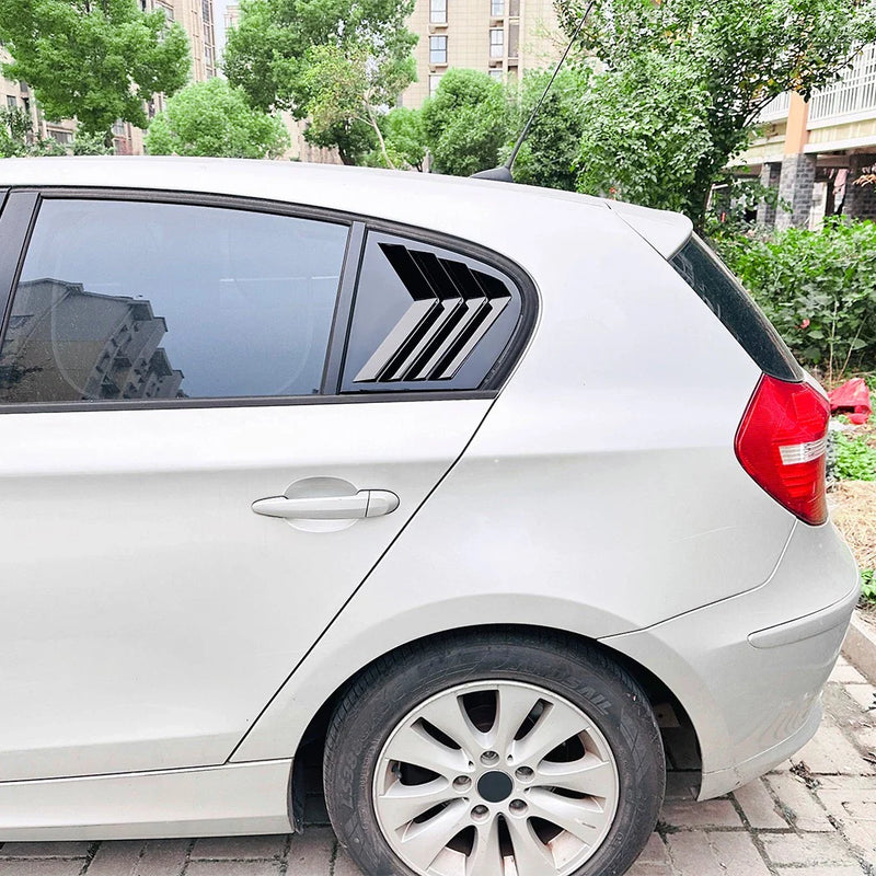 BMW 1 Series Black Side Rear Window Louvers Shutter Vent Cover (2005-2011)