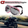 Motorcycle Riding Goggles Deep Gray Lens Pink Silver Frame PC PU Sponge