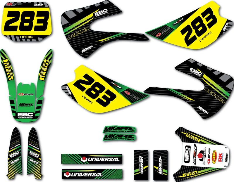 Kawasaki KX 100 (1998-2013) - Factory Style Stickers Full Custom Graphic Kit