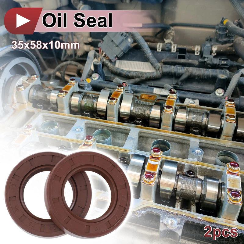 Oil Seal 35x58x10mm FKM Brown 2 x Pcs