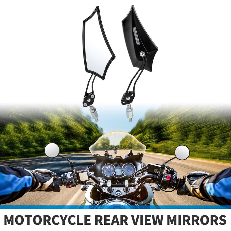 Motorcycle Rear View Mirrors Prismatic Shape Handlebar Mirrors Black