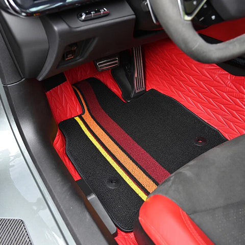 Corvette C8 2020-2024 - Black Carpet Liners Accessories Red Full Floor Mats