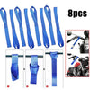 Motorcycle 8pcs Bandage Blue Soft Loop Ratchet Strap Tie Down Straps