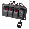 RV Car Marine 3 Gang Rocker Toggle Switch Panel Dual USB Port (2010-2023)