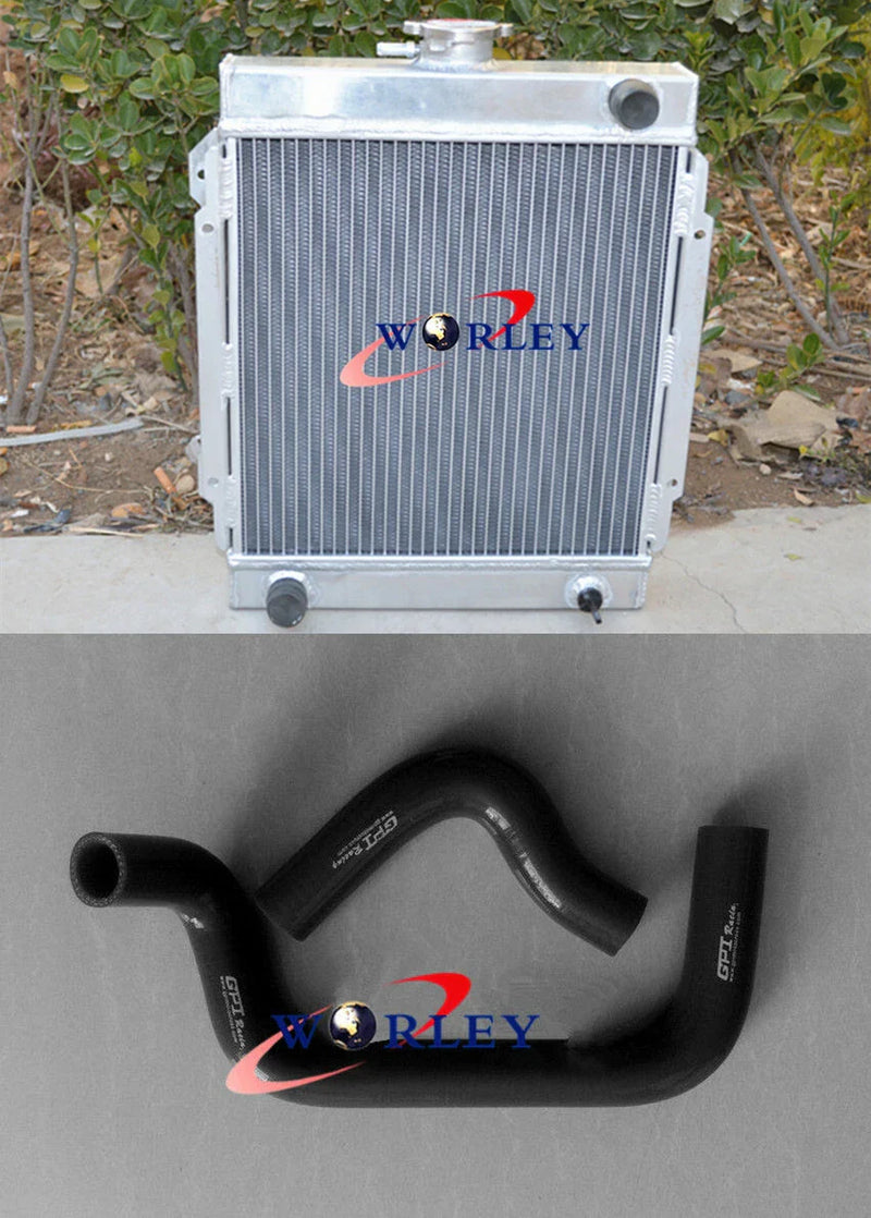 Datsun 1200 120Y B110 3 Row Alloy Radiator + Blue Hose (1970-1976)