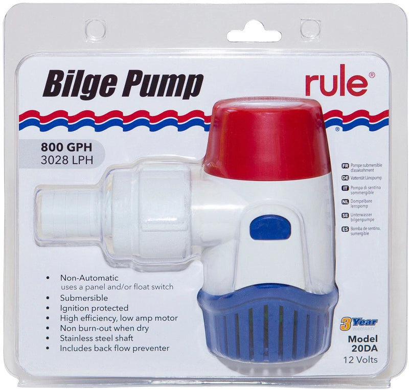Boats, PWC, Jet Skis Rule Bilge Pump 800GPH Non-Automatic 12V