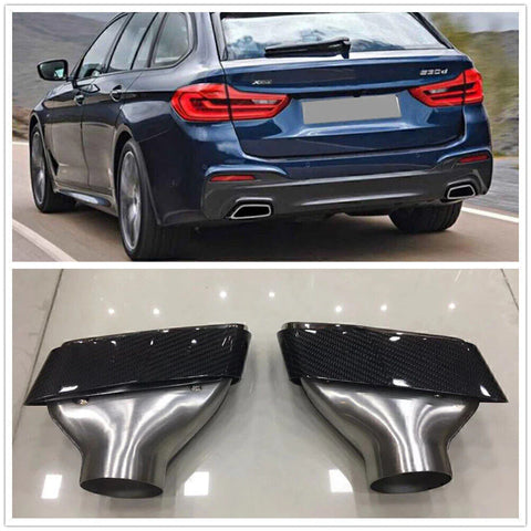 2019 BMW 5-Series 2 x Carbon Fiber Exhaust Muffler Pipes (2019)