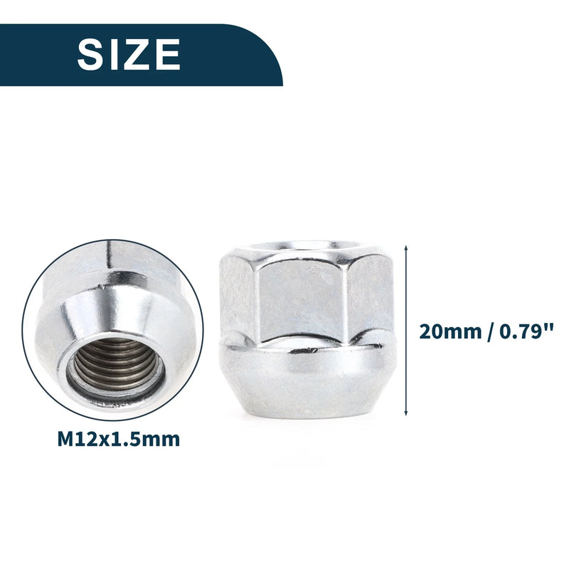 Hyundai 20 x M12x1.5mm Wheel Lug Nuts 20mm Length