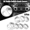 Chevy Silverado & GMC Sierra 8 x Silver Tone AC Radio Switch Knob Covers