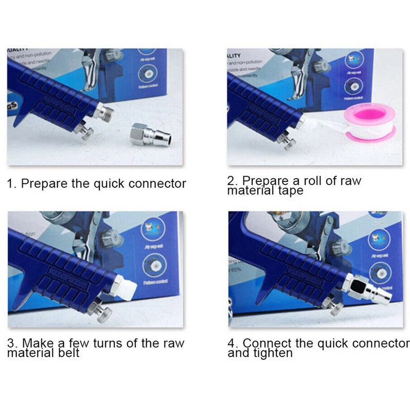 Airbrush - Blue HVLP H827 Spray Gun 600ml Cup 2.0mm Nozzle