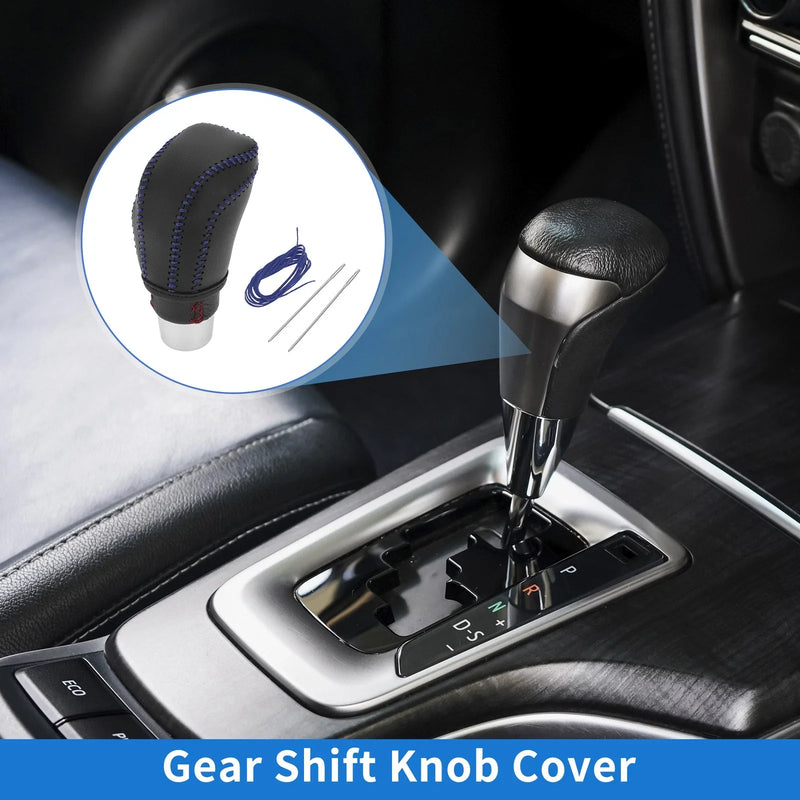 Toyota Camry Gear Shift Knob Cover Black Blue Faux Leather (2018–2023)