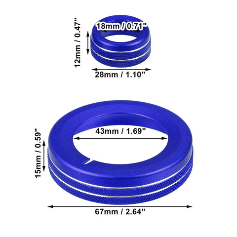 Chevrolet Camaro 4 x Blue Aluminum Alloy Center Control Ring Knob Covers