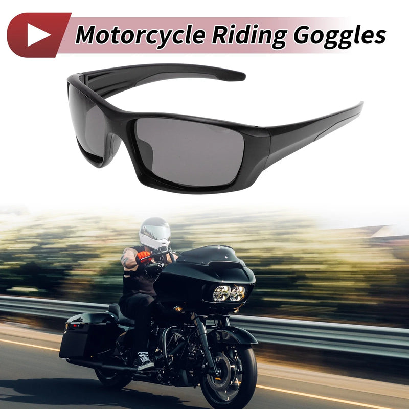 Motorcycle Riding Goggles Deep Gray Lens Black Frame UV400