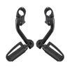 Motorcycle Matte Black 1 1/4 in Highway Bar Footpegs Long Angled Mount Kit
