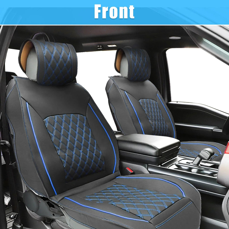 Dodge Ram 2009-2023 Black Blue 2 x Cushion Covers Front Seat Covers